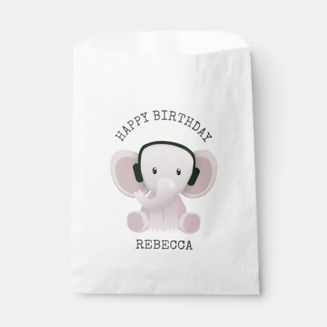 Sachets En Papier Elephant aime la musique (Devant)