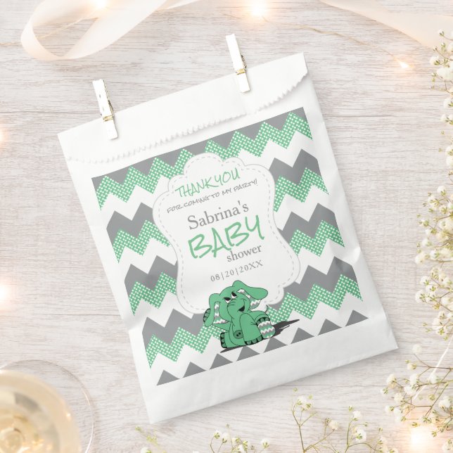 Sachets En Papier Éléphant de bébé drôle vert Chevron mignon  (Coupé)
