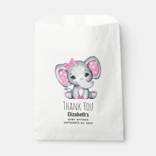 Sachets En Papier Eléphant de bébé rose mignon avec oreilles Poka Do