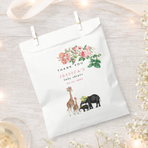 Sachets En Papier Eléphant mignon & Giraffe Fille Baby shower Floral