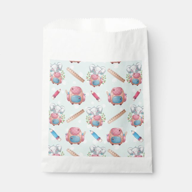 Sachets En Papier Éléphant retour à l'école motif (Devant)
