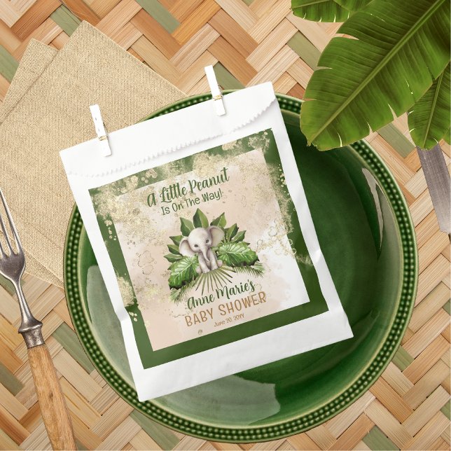 Sachets En Papier Elephant Un Peu D'Arachide Est En Chemin Baby show (Elephant A Little Peanut Is On The Way Baby Shower Favor Bag)