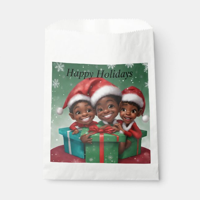 Sachets En Papier Elfs de Noël afro-américains (Devant)