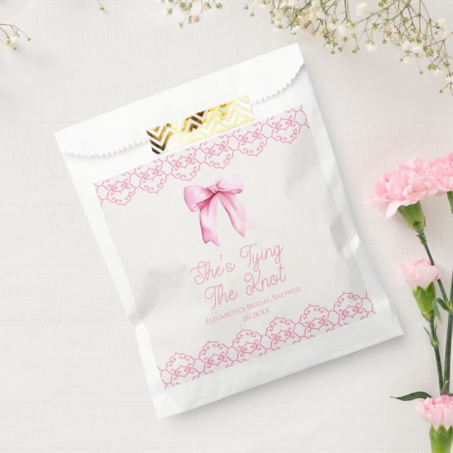 Sachets En Papier Elle Noue Le Nœud Rose Mariage (Scellé)