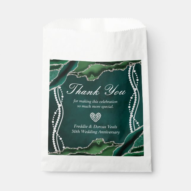 Sachets En Papier Emerald Green et Argent avec Pearls Favoriser le s (Devant)