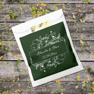 Sachets En Papier Emerald Green Flourish Wedding Favor Sac