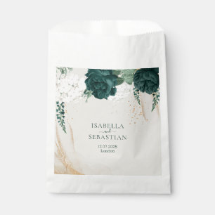Sachets En Papier Éméraude et floraux botaniques rose tendre