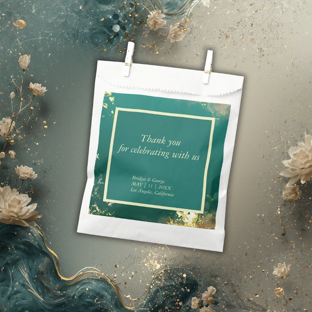 Sachets En Papier émeraude or vert bijou mariage (Créateur téléchargé)