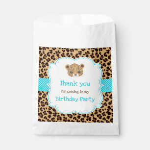 Sachets En Papier Empreinte de léopard Blue Quatrefoil fête d'annive