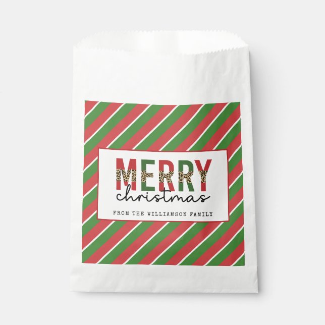 Sachets En Papier Empreinte de léopard de Noël moderne Red Green Str (Devant)
