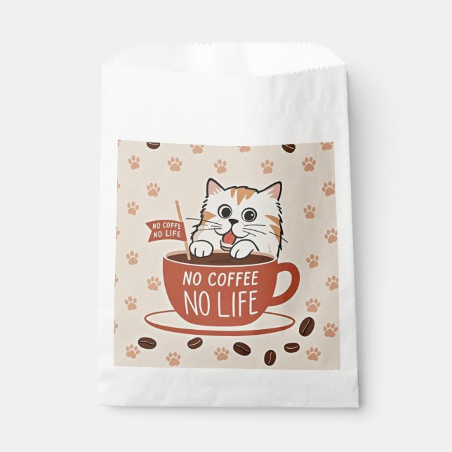 Sachets En Papier Empreintes de pattes de chat et grains de café Aff (Devant)
