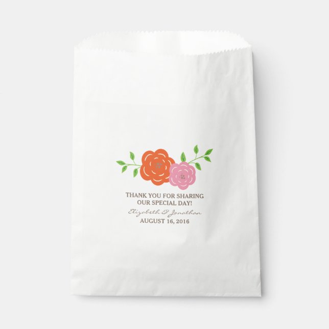 Sachets En Papier En Fleur Orange Rose Floral Mariage Favoriser Les  (Devant)