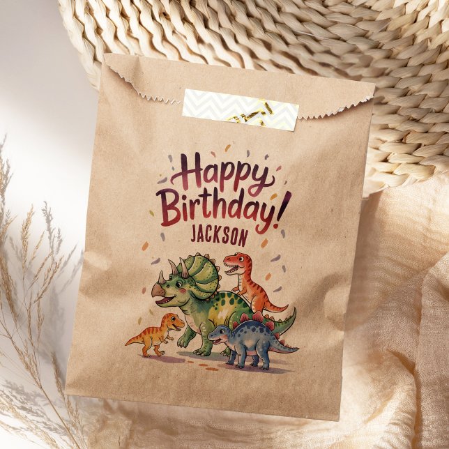 Sachets En Papier Enfants personnalisés Dinosaure Anniversaire (Créateur téléchargé)