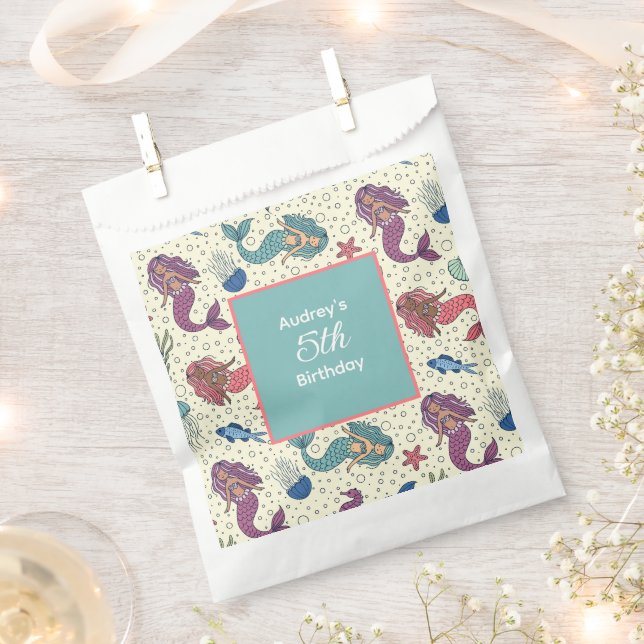 Sachets En Papier Enfants Sirène Anniversaire (Coupé)