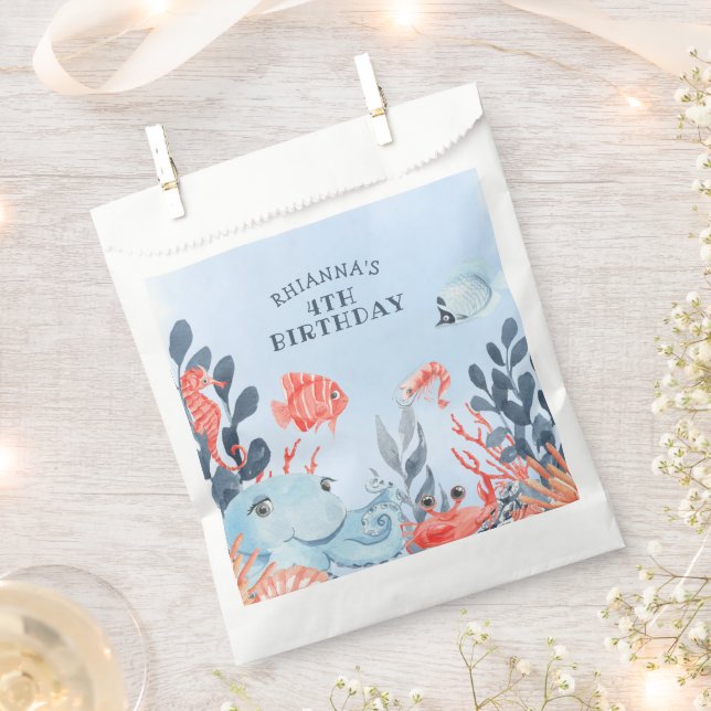 Sachets En Papier Enfants sous la mer fête d'anniversaire (Coupé)