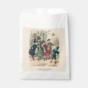 Sachets En Papier Enfants victoriens antiques jouant au ballon Hiver