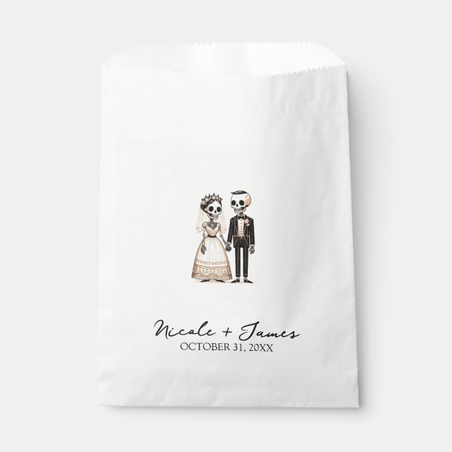 Sachets En Papier Épouse de squelette de dessin + Mariage géant (Devant)
