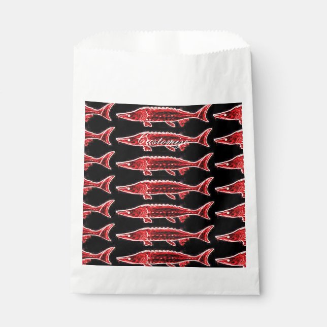 Sachets En Papier esturgeons rouges en noir (Devant)