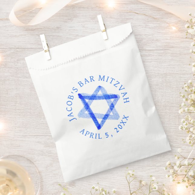 Sachets En Papier Étoile Aquarelle Désordonnée BAR MITZVAH SUR MESUR (Coupé)