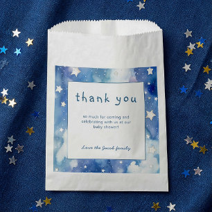 Sachets En Papier Etoiles et ciel de nuit baby shower bleu merci