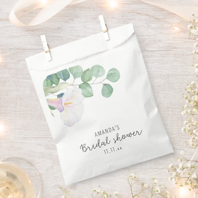 Sachets En Papier Eucalyptus et fleur de calla - douche nuptiale (Coupé)