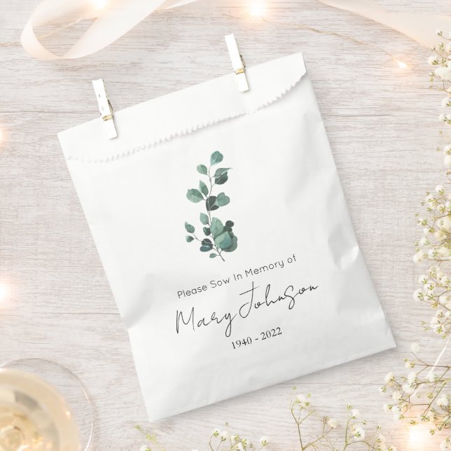 Sachets En Papier Eucalyptus | Paquet de graines simple Funérailles  (Coupé)