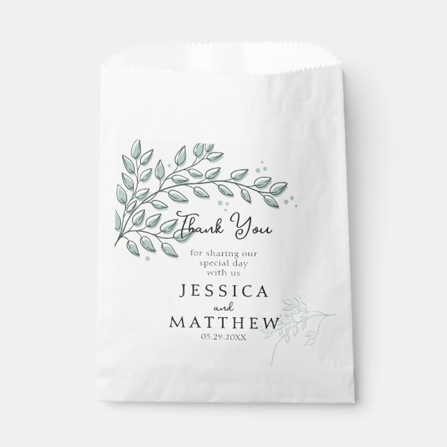 Sachets En Papier Eucalyptus Verdure Boho Elégant Mariage (Devant)