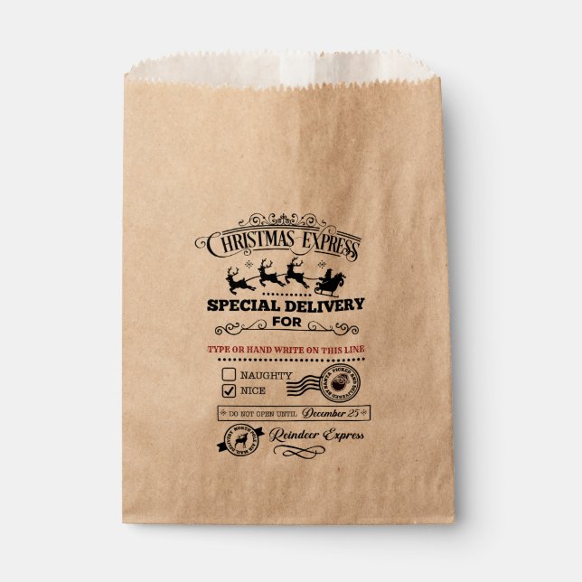 Sachets En Papier Express de Noël Livraison spéciale NICE Treat (Devant)