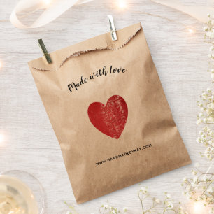 Sachets En Papier Fabriqué avec amour ・ Crimson Red Heart fait main