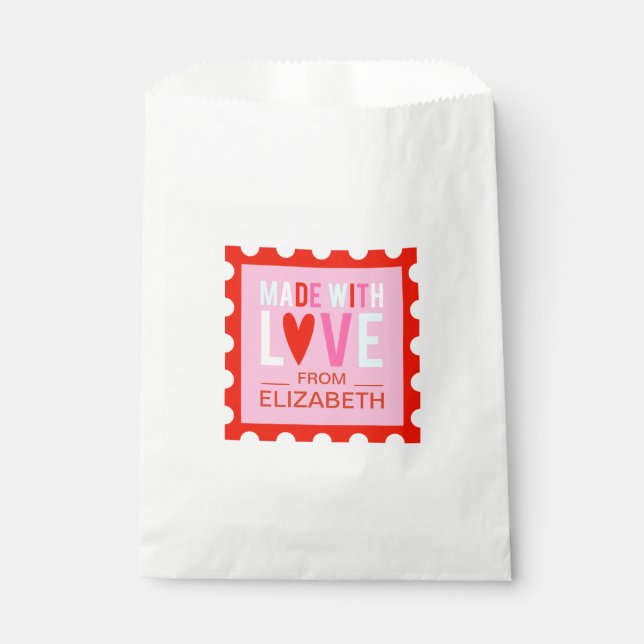 Sachets En Papier Fabriqué Avec L'Amour Valentines Treat Bag (Devant)