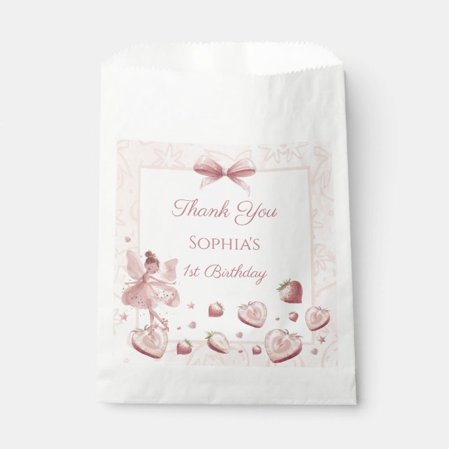 Sachets En Papier Fairy Girl fraise Berry Joyeux anniversaire (Devant)
