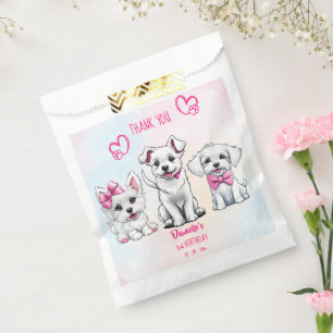 Sachets En Papier Faisons pailty blanc rose pâle mignon chiots anniv