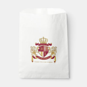 Sachets En Papier Faites votre propre blason d'armoiries d'or rouge