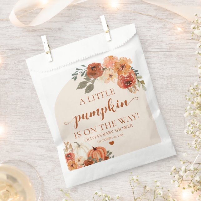 Sachets En Papier Fall A Little Citrouille est en route Baby shower (Coupé)