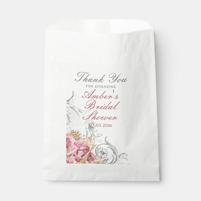 Sachets En Papier Fancy Pink Floral Bridal Shower (Devant)