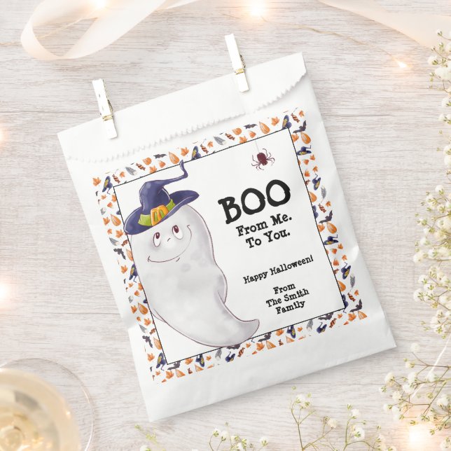 Sachets En Papier Fantôme Personnalisé Joyeux Halloween (Coupé)