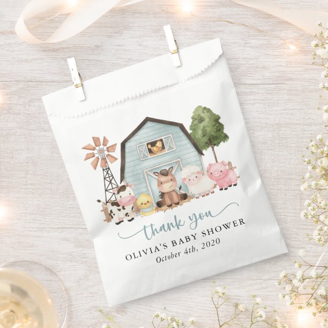 Sachets En Papier Farm Animals, Cute Animals, Blue Barn, Baby Shower (Coupé)