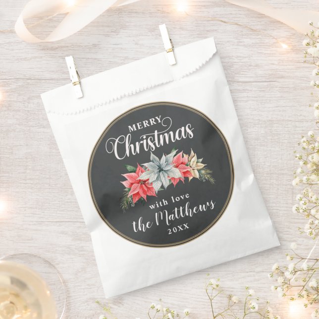Sachets En Papier Farmhouse Poinsettia Rustic Merry Christmas (Coupé)
