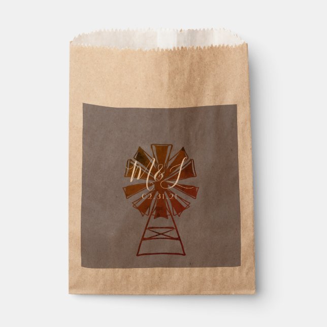 Sachets En Papier Farmhouse Windmill Mariage rustique (Devant)