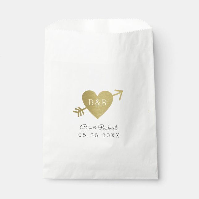 Sachets En Papier faux gold heart of love (Devant)