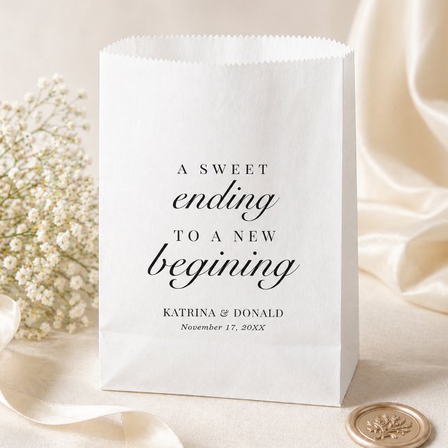 Sachets En Papier Faveur de fin douce en écriture blanche élégante (Créateur téléchargé)