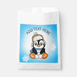 Sachets En Papier Faveurs de pingouins pour bébé personnalisées