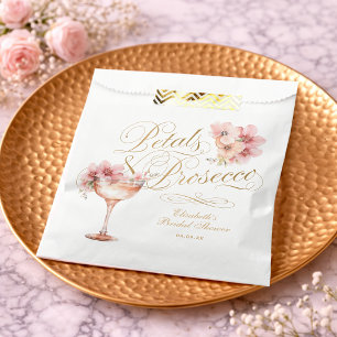 Sachets En Papier Favoris de Fête de Mariage aux Pétales de Rose Dor