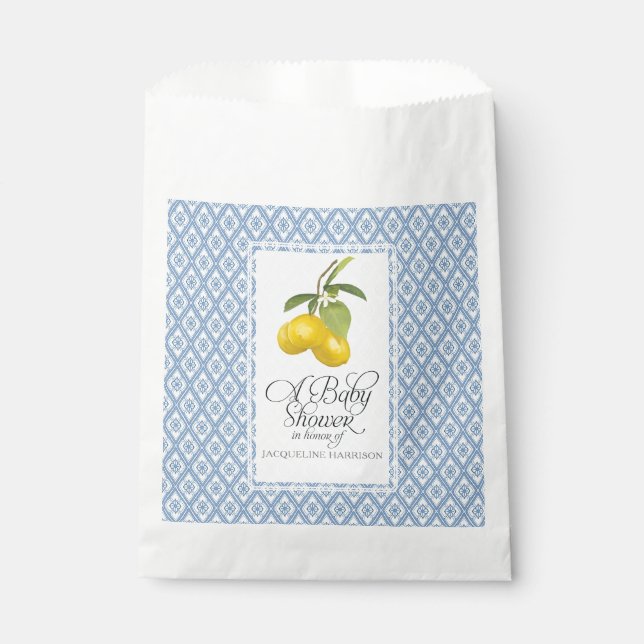 Sachets En Papier Favoriser Baby shower Boy Boho Farmhouse Lemon Blu (Devant)