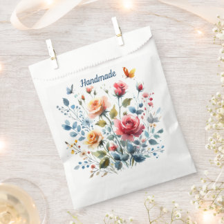 Sachets En Papier Favoriser les fleurs d'aquarelle de sac
