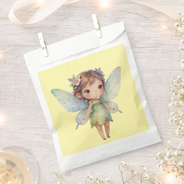 Sachets En Papier Fée de la Forêt Enchantée : lutin vert pastel (Coupé)