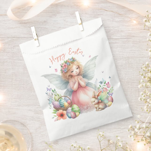 Sachets En Papier Fée de printemps de Pâques à l'aquarelle (Coupé)