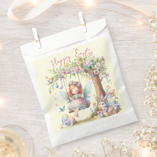 Sachets En Papier Fée de printemps de Pâques à l'aquarelle (Coupé)