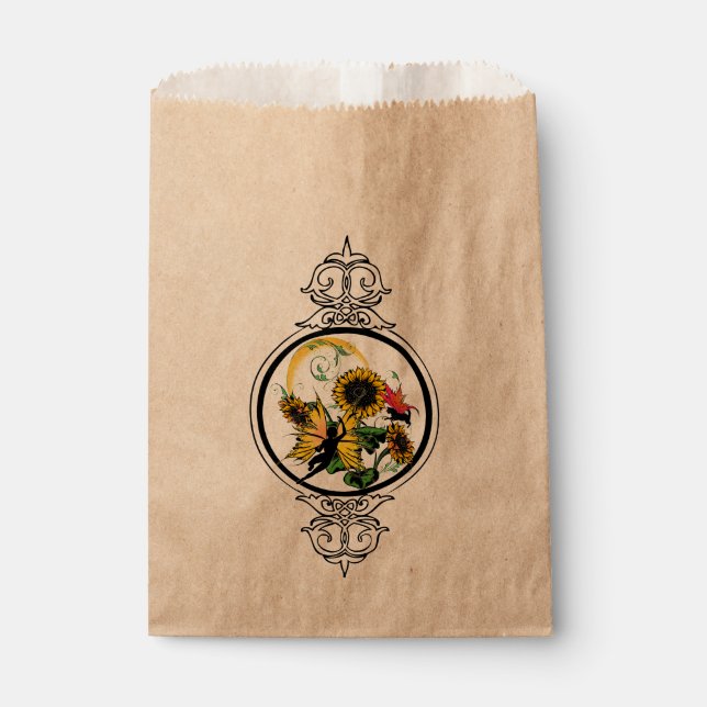 Sachets En Papier Fée de tournesol et chat cosmique (Devant)