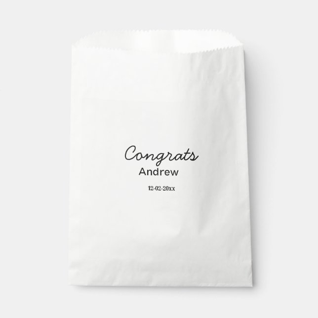 Sachets En Papier Félicitations minimales simples ajouter nom date a (Devant)